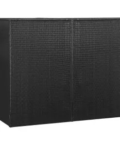 vidaXL Double Wheelie Bin Shed Black 153x78x120 cm Poly Rattan