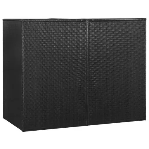 vidaXL Double Wheelie Bin Shed Black 153x78x120 cm Poly Rattan