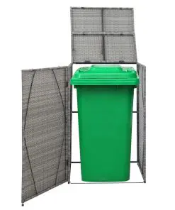 vidaXL Single Wheelie Bin Shed Anthracite 76x78x120 cm Poly Rattan
