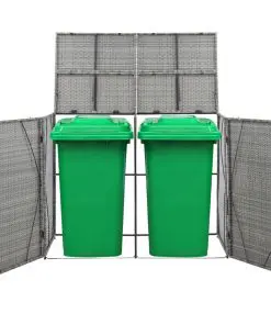 vidaXL Double Wheelie Bin Shed Anthracite 153x78x120 cm Poly Rattan