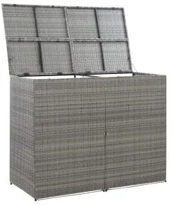 vidaXL Double Wheelie Bin Shed Anthracite 153x78x120 cm Poly Rattan
