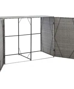 vidaXL Double Wheelie Bin Shed Anthracite 153x78x120 cm Poly Rattan