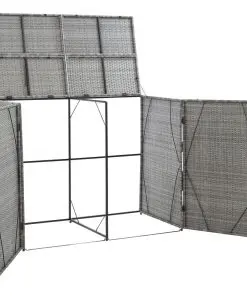 vidaXL Double Wheelie Bin Shed Anthracite 153x78x120 cm Poly Rattan