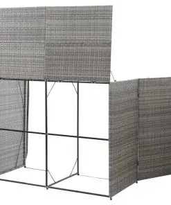 vidaXL Double Wheelie Bin Shed Anthracite 153x78x120 cm Poly Rattan