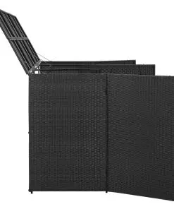 vidaXL Triple Wheelie Bin Shed Black 229x78x120 cm Poly Rattan