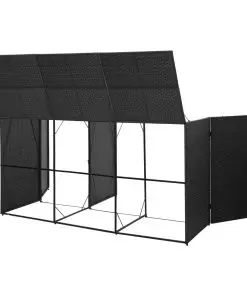 vidaXL Triple Wheelie Bin Shed Black 229x78x120 cm Poly Rattan