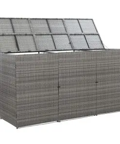 vidaXL Triple Wheelie Bin Shed Anthracite 229x78x120 cm Poly Rattan