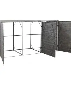 vidaXL Triple Wheelie Bin Shed Anthracite 229x78x120 cm Poly Rattan