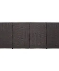 vidaXL Quadruple Wheelie Bin Shed Brown 305x78x120 cm Poly Rattan