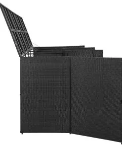 vidaXL Quadruple Wheelie Bin Shed Black 305x78x120 cm Poly Rattan