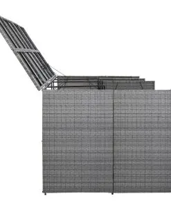 vidaXL Quadruple Wheelie Bin Shed Anthracite 305x78x120 cm Poly Rattan