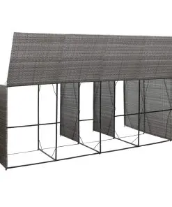 vidaXL Quadruple Wheelie Bin Shed Anthracite 305x78x120 cm Poly Rattan