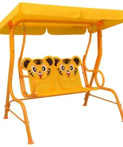 vidaXL Kids Swing Bench Yellow 115x75x110 cm Fabric