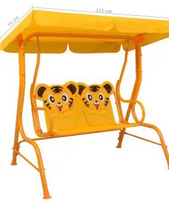 vidaXL Kids Swing Bench Yellow 115x75x110 cm Fabric