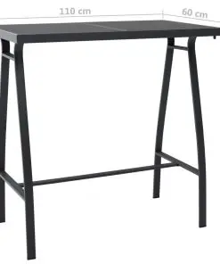 vidaXL Garden Bar Table Black 110x60x110 cm Tempered Glass