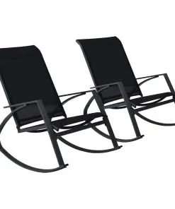 vidaXL Garden Rocking Chairs 2 pcs Textilene Black