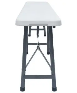 vidaXL Folding Garden Benches 2 pcs 180 cm HDPE White