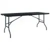 vidaXL Folding Garden Table Black 180x75x72 cm HDPE Imitation Rattan