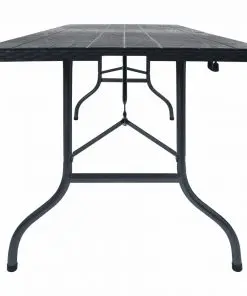 vidaXL Folding Garden Table Black 180x75x72 cm HDPE Imitation Rattan
