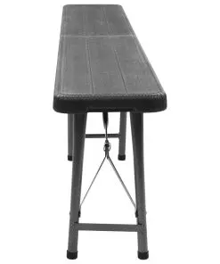 vidaXL Folding Garden Benches 2 pcs 180 cm HDPE Black