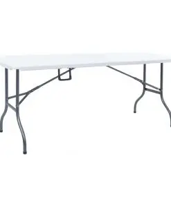 vidaXL Folding Garden Table with 2 Benches 180 cm Steel and HDPE White