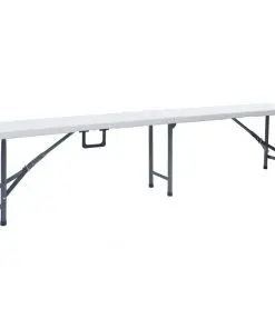 vidaXL Folding Garden Table with 2 Benches 180 cm Steel and HDPE White