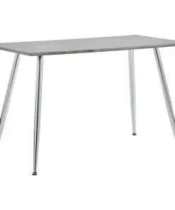 vidaXL Dining Table Concrete and Silver 120x60x74 cm MDF