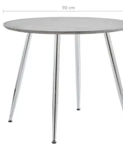 vidaXL Dining Table Concrete and Silver 90×73.5 cm MDF