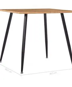 vidaXL Dining Table Oak and Black 80.5×80.5×73 cm MDF