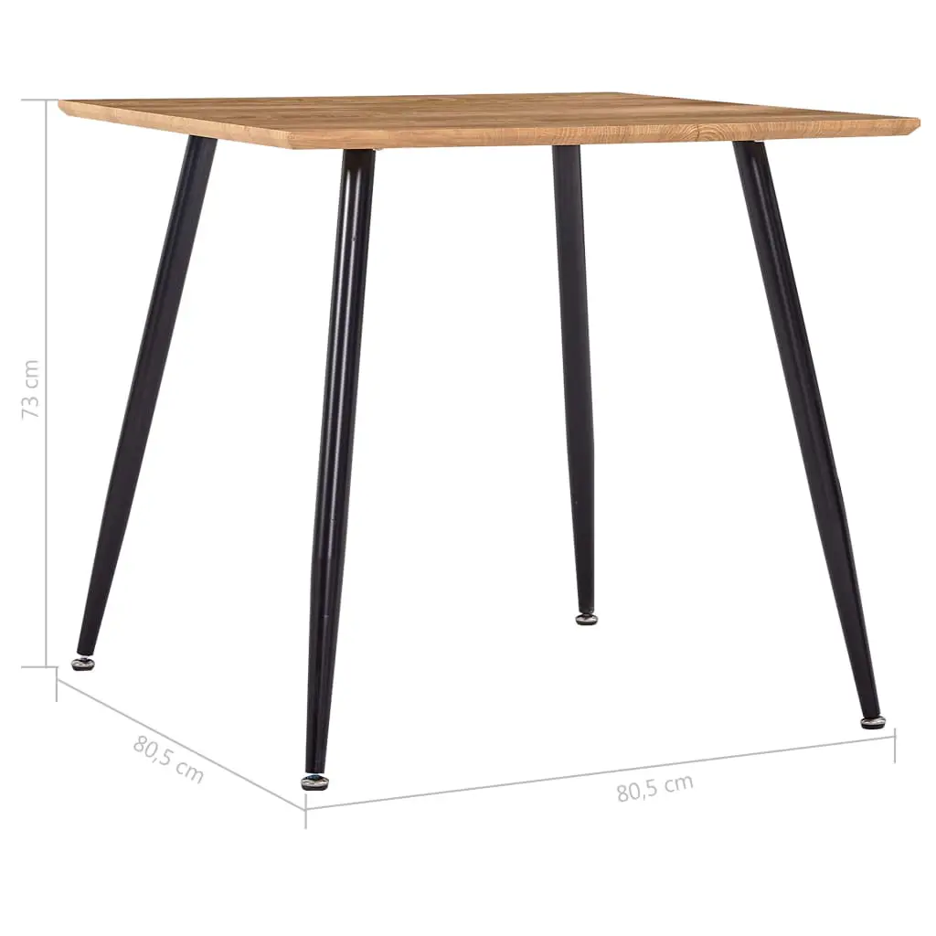 vidaXL Dining Table Oak and Black 80.5×80.5×73 cm MDF