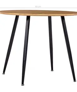 vidaXL Dining Table Oak and Black 90×73.5 cm MDF