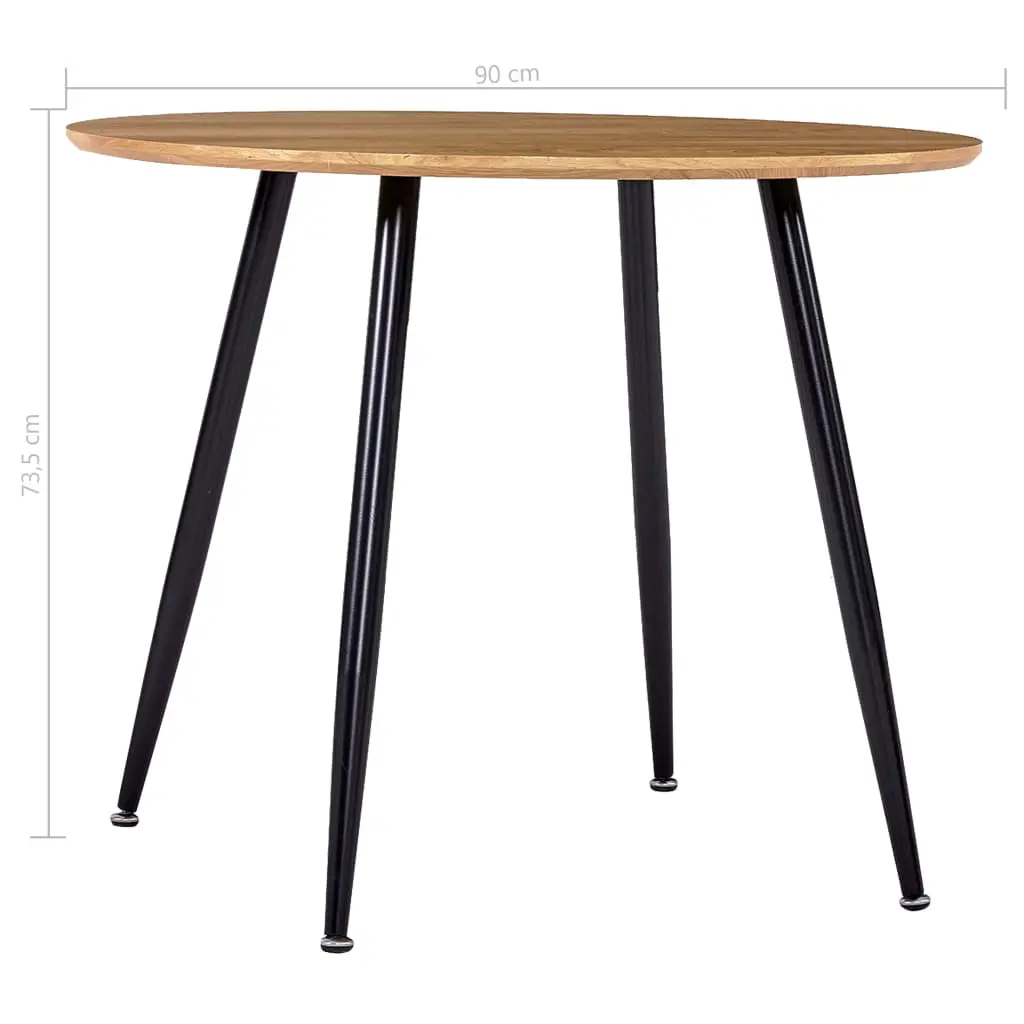 vidaXL Dining Table Oak and Black 90×73.5 cm MDF