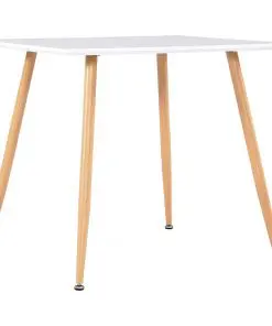 vidaXL Dining Table White and Oak 80.5×80.5×73 cm MDF