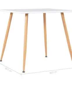 vidaXL Dining Table White and Oak 80.5×80.5×73 cm MDF