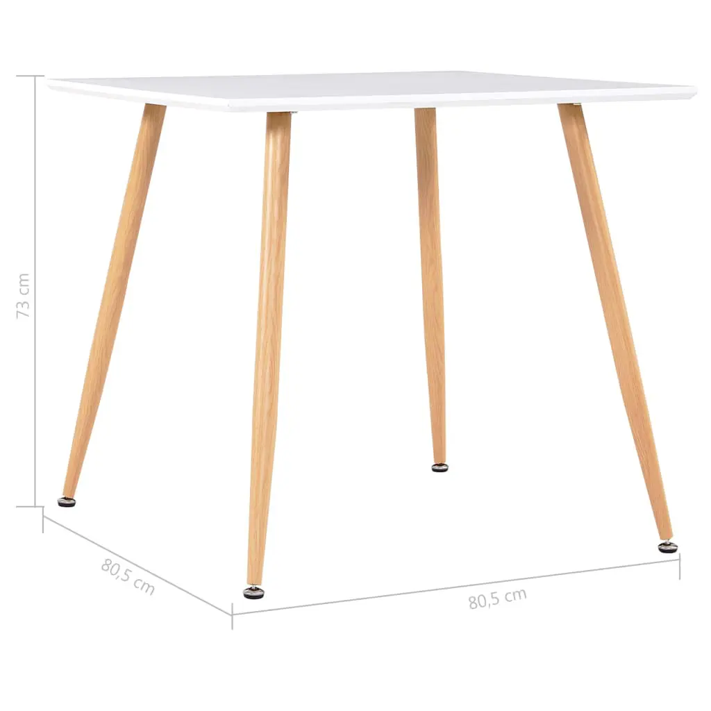 vidaXL Dining Table White and Oak 80.5×80.5×73 cm MDF