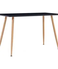 vidaXL Dining Table Black and Oak 120x60x74 cm MDF
