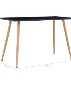 vidaXL Dining Table Black and Oak 120x60x74 cm MDF