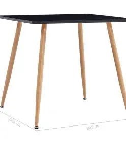 vidaXL Dining Table Black and Oak 80.5×80.5×73 cm MDF