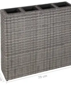vidaXL Garden Planter with 4 Pots 2 pcs Poly Rattan Grey