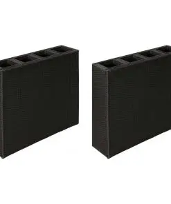 vidaXL Garden Planter with 4 Pots 2 pcs Poly Rattan Black