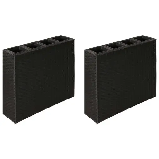 vidaXL Garden Planter with 4 Pots 2 pcs Poly Rattan Black