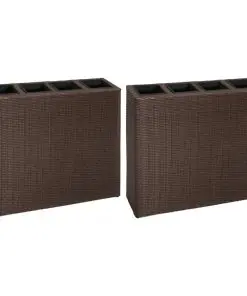 vidaXL Garden Planter with 4 Pots 2 pcs Poly Rattan Brown