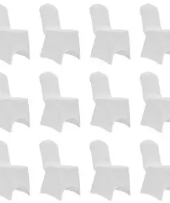 vidaXL Chair Cover Stretch White 12 pcs