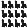 vidaXL Chair Cover Stretch Black 12 pcs