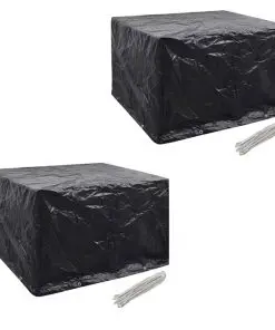 vidaXL Garden Furniture Covers 2 pcs 4 Person Poly Rattan Set 8 Eyelets 113x113cm