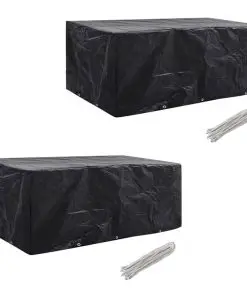 vidaXL Garden Furniture Covers 2 pcs 8 Person Poly Rattan Set 10 Eyelets 229x113cm