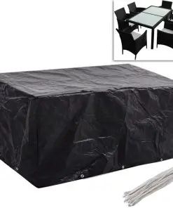 vidaXL Garden Furniture Covers 2 pcs 6 Person Poly Rattan Set 10 Eyelets 240x140cm