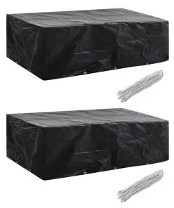 vidaXL Garden Furniture Covers 2 pcs 8 Person Poly Rattan Set 10 Eyelets 300×140 cm