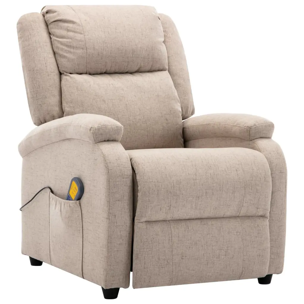 vidaXL Massage Recliner Cream Fabric