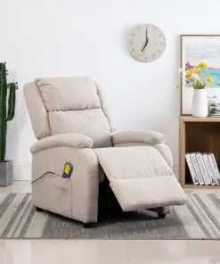 vidaXL Massage Recliner Cream Fabric